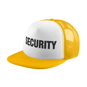 Security, Adult Soft Trucker Hat with Yellow/White Mesh (POLYESTER, ADULT, UNISEX, ONE SIZE)
