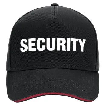 Security, DRILL Adult Ultimate Hat BLACK/RED, (100% COTTON, ADULT, UNISEX, ONE SIZE)