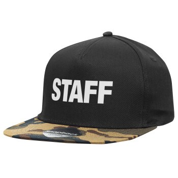Staff, Καπέλο Ενηλίκων Flat Snapback Μαύρο/Παραλαγή, (100% ΒΑΜΒΑΚΕΡΟ, ΕΝΗΛΙΚΩΝ, UNISEX, ONE SIZE)