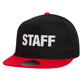 Staff, Καπέλο παιδικό snapback, 100% Βαμβακερό, Μαύρο/Κόκκινο