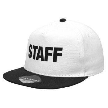 Staff, Καπέλο Ενηλίκων Flat Snapback Λευκό/Μαύρο, (POLYESTER, ΕΝΗΛΙΚΩΝ, UNISEX, ONE SIZE)