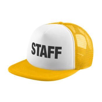 Staff, Adult Soft Trucker Hat with Yellow/White Mesh (POLYESTER, ADULT, UNISEX, ONE SIZE)