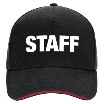 Staff, DRILL Adult Ultimate Hat BLACK/RED, (100% COTTON, ADULT, UNISEX, ONE SIZE)