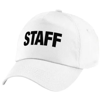 Staff, Καπέλο παιδικό Baseball, 100% Βαμβακερό Twill, Λευκό (ΒΑΜΒΑΚΕΡΟ, ΠΑΙΔΙΚΟ, UNISEX, ONE SIZE)