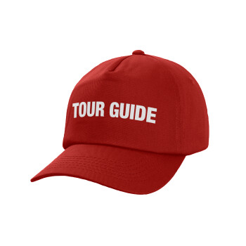 Tour Guide, Καπέλο παιδικό Baseball, 100% Βαμβακερό Twill, Κόκκινο (ΒΑΜΒΑΚΕΡΟ, ΠΑΙΔΙΚΟ, UNISEX, ONE SIZE)