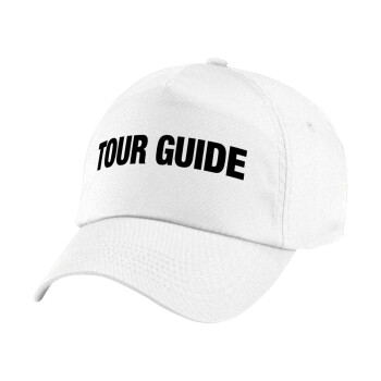 Tour Guide, Πεντάφυλλο καπέλο Λευκό, 100% Βαμβακερό (Twill), με ρύθμιση, unisex