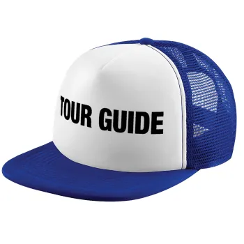 Tour Guide, Adult Soft Trucker Hat with Blue/White Mesh (POLYESTER, ADULT, UNISEX, ONE SIZE)