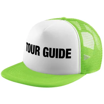 Tour Guide, Καπέλο Ενηλίκων Soft Trucker με Δίχτυ ΠΡΑΣΙΝΟ/ΛΕΥΚΟ (POLYESTER, ΕΝΗΛΙΚΩΝ, ONE SIZE)