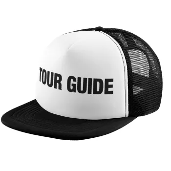 Tour Guide, Καπέλο παιδικό Soft Trucker με Δίχτυ ΜΑΥΡΟ/ΛΕΥΚΟ (POLYESTER, ΠΑΙΔΙΚΟ, ONE SIZE)
