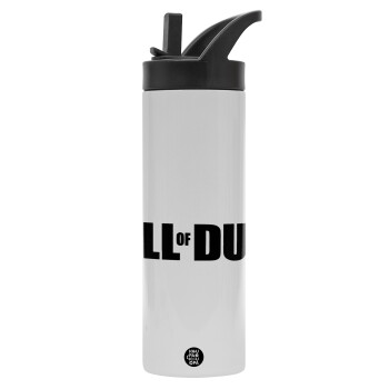 Call of Duty, Metallic thermos bottle with straw & handle, stainless steel (Stainless steel 304), double-walled, 600ml.