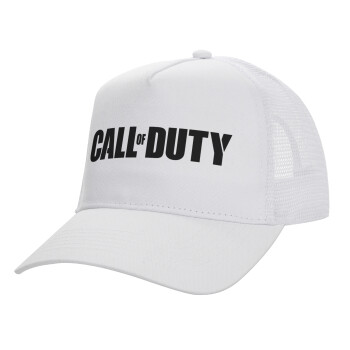 Call of Duty, Structured Trucker Adult Hat, with Mesh, WHITE (100% COTTON, ADULT, UNISEX, ONE SIZE)