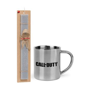 Call of Duty, Easter Set, metallic thermal cup (300ml) & Easter aromatic flat candle (30cm) (GRAY)