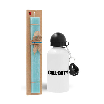 Call of Duty, Easter Set, metallic aluminum water bottle (500ml) & scented flat candle (30cm) (TURQUOISE)
