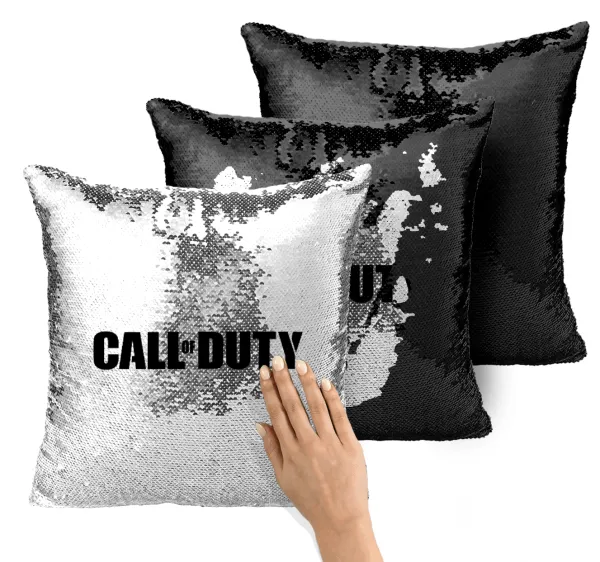 Call of Duty — Magic sofa cushion with black sequins, 40x40cm, filling included