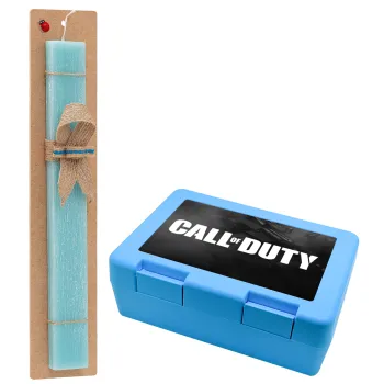 Call of Duty, Easter Set, children's snack container BLUE & Easter aromatic flat candle (30cm) (TURQUOISE)