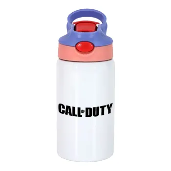 Call of Duty, Children's hot water bottle, stainless steel, with safety straw, pink/purple (350ml)