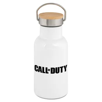 Call of Duty, Metallic thermos (Stainless steel) White with wooden lid (bamboo), double-walled, 350ml