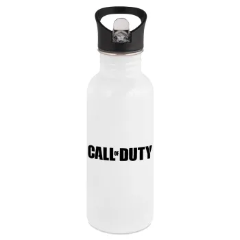 Call of Duty, Παγούρι νερού Λευκό με καλαμάκι, ανοξείδωτο ατσάλι 600ml