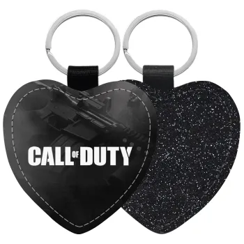 Call of Duty, Μπρελόκ PU δερμάτινο glitter καρδιά ΜΑΥΡΟ
