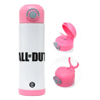 Call of Duty, Children's hot water bottle, stainless steel, with safety straw, PINK (500ml)