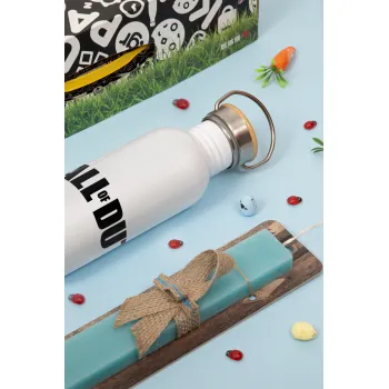 Call of Duty, Easter Set, metallic silver aluminum water bottle (500ml) & scented flat Easter candle (30cm) (TURQUOISE)