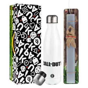 Call of Duty, Easter candle, metallic white thermos bottle (500ml) & aromatic flat candle (30cm) (GRAY)