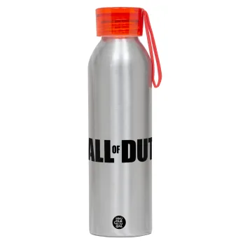 Call of Duty, Αλουμινένιο Αθλητικό Μπουκάλι 650ml – Ασημί με Κόκκινο Καπάκι και Λουράκι Σιλικόνης