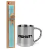 Easter Set, metallic thermal cup (300ml) & aromatic flat Easter candle (30cm) (TURQUOISE)