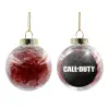 Transparent Christmas tree ball ornament with red filling 8cm
