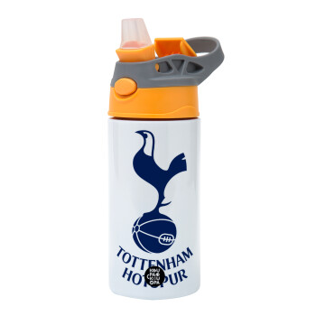 Tottenham Hotspur, Παιδικό παγούρι θερμό, ανοξείδωτο, με καλαμάκι ασφαλείας, Πορτοκαλί/Γκρι (360ml) BPA-FREE