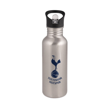 Tottenham Hotspur, Water bottle Silver with straw, stainless steel 600ml