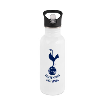 Tottenham Hotspur, White water bottle with straw, stainless steel 600ml