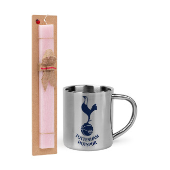 Tottenham Hotspur, Πασχαλινό Σετ, μεταλλική κούπα θερμό (300ml) & πασχαλινή λαμπάδα αρωματική πλακέ (30cm) (ΡΟΖ)