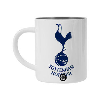Tottenham Hotspur, Λευκή Ανοξείδωτη Μεταλλική Κούπα 450ml - Διπλού Τοιχώματος 