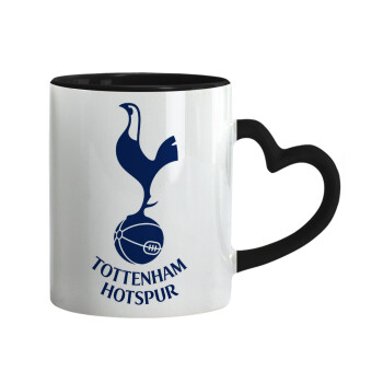 Tottenham Hotspur, Mug heart black handle, ceramic, 330ml