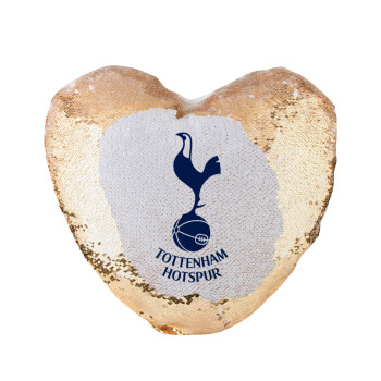 Tottenham Hotspur, Μαξιλάρι καναπέ καρδιά Μαγικό Χρυσό με πούλιες 40x40cm περιέχεται το  γέμισμα