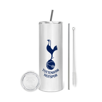 Tottenham Hotspur, Tumbler ποτήρι θερμό από ανοξείδωτο ατσάλι 600ml, με μεταλλικό καλαμάκι & βούρτσα καθαρισμού