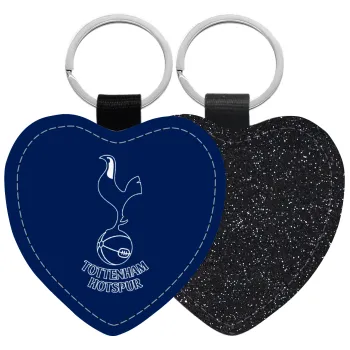 Tottenham Hotspur, Μπρελόκ PU δερμάτινο glitter καρδιά ΜΑΥΡΟ