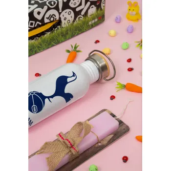 Tottenham Hotspur, Πασχαλινή Λαμπάδα με παγούρι μεταλλικό (620ml, stainless steel) & κερί αρωματικό πλακέ (30cm) (ΡΟΖ)