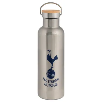 Tottenham Hotspur, Stainless steel Silver with wooden lid (bamboo), double wall, 750ml