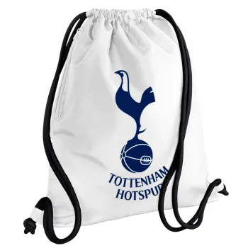 Tottenham Hotspur, Τσάντα πλάτης πουγκί GYMBAG λευκή, με τσέπη (40x48cm) & χονδρά κορδόνια