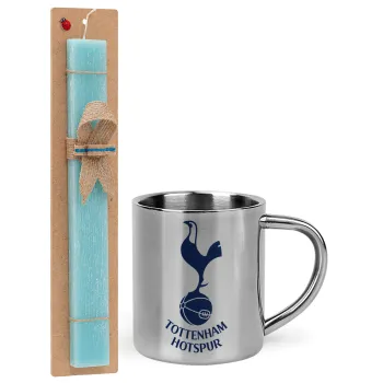 Tottenham Hotspur, Easter Set, metallic thermal cup (300ml) & aromatic flat Easter candle (30cm) (TURQUOISE)