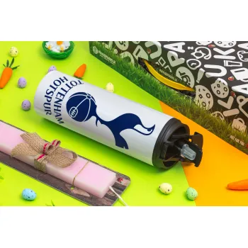 Tottenham Hotspur, Easter candle,Travel Tumbler 2 Lids, with metal straw & cleaning brush & aromatic flat candle (30cm) (PINK)