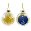 Transparent Christmas tree ball ornament with gold filling 8cm