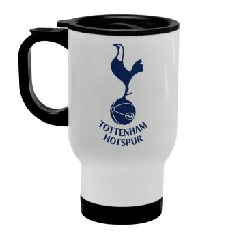 Tottenham Hotspur, Κούπα ταξιδιού ανοξείδωτη με καπάκι, διπλού τοιχώματος (θερμό) λευκή 450ml