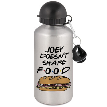 Joey Doesn't Share Food, Μεταλλικό παγούρι νερού, Ασημένιο, αλουμινίου 500ml