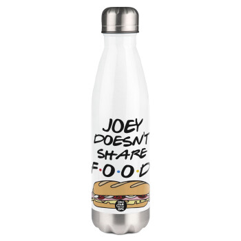 Joey Doesn't Share Food, Μεταλλικό παγούρι θερμός Λευκό (Stainless steel), διπλού τοιχώματος, 500ml