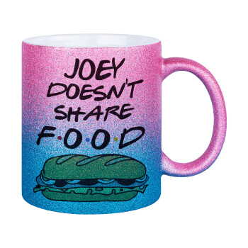 Joey Doesn't Share Food, Κούπα Χρυσή/Μπλε Glitter, κεραμική, 330ml