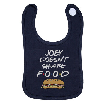 Joey Doesn't Share Food, Σαλιάρα με Σκρατς 100% Organic Cotton Μπλε (0-18 months)