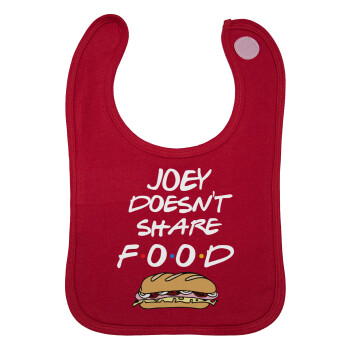 Joey Doesn't Share Food, Σαλιάρα με Σκρατς Κόκκινη 100% Organic Cotton (0-18 months)
